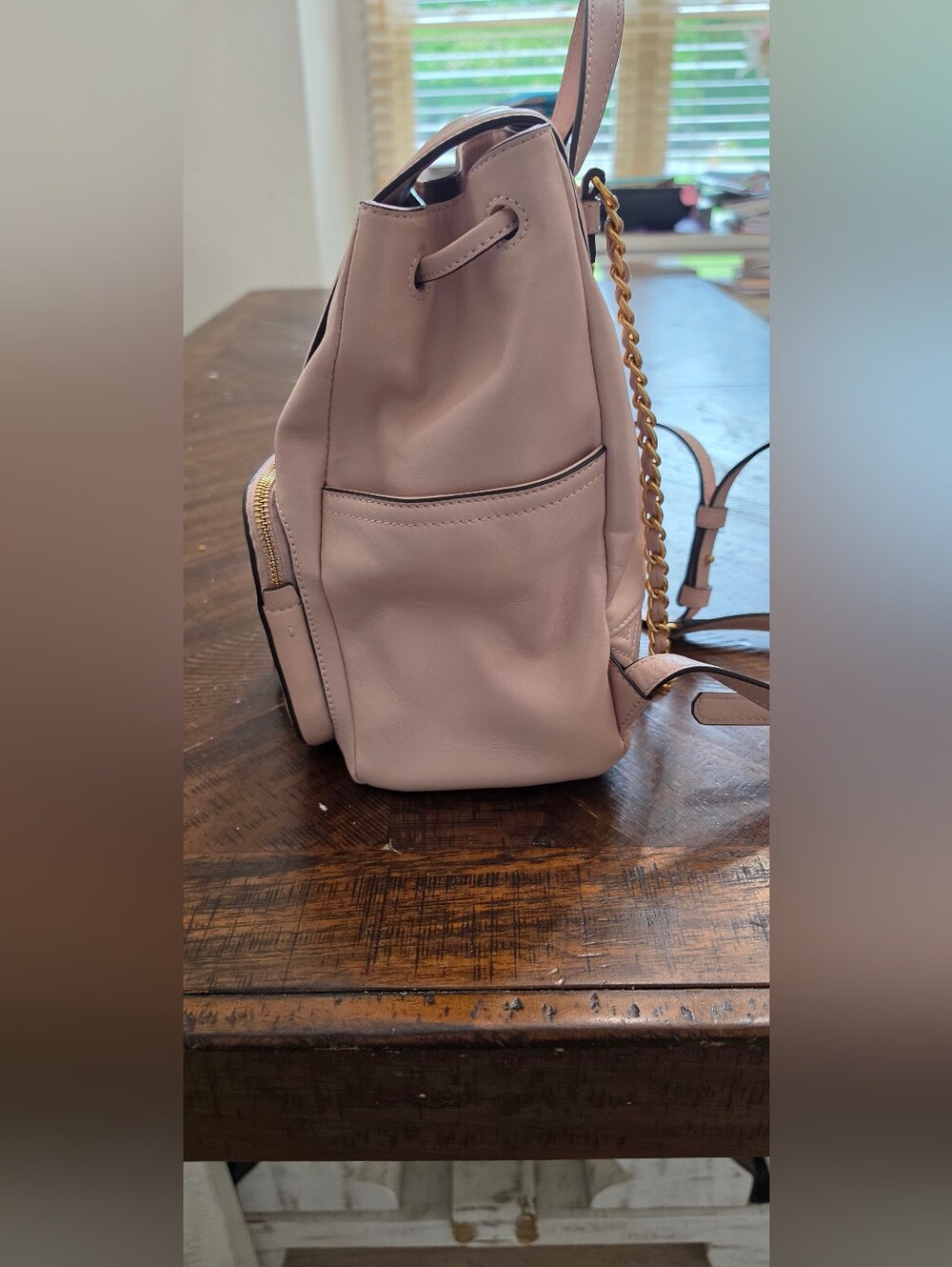 Tory Burch Light Blush Quilted Tassel Leather Backpack - Picture 2 of 6